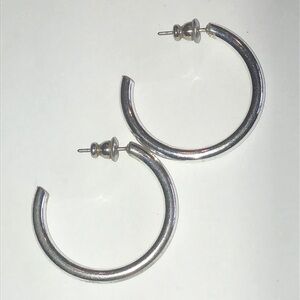 Silver Tone Classic Retro Boho Hoop Earrings